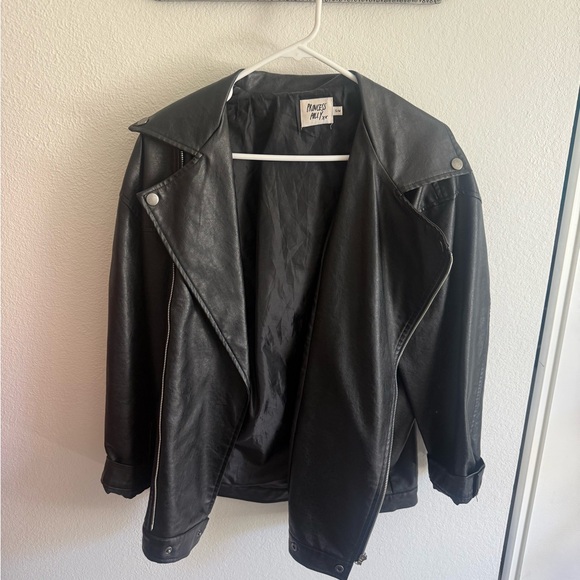 Princess Polly Black Faux Leather Oversized Moto Jacket - Picture 5 of 7